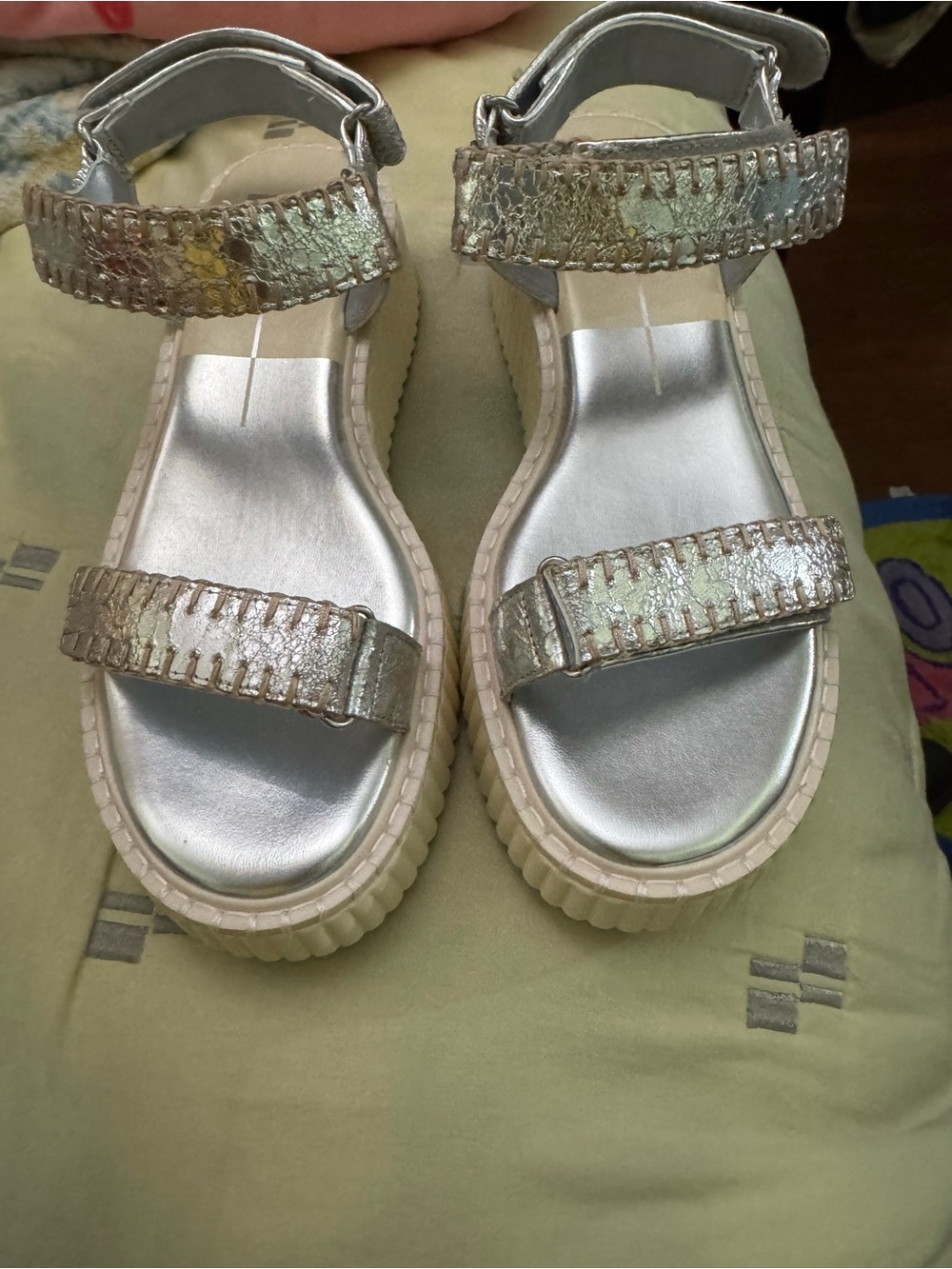 Dolce Vita Metallic Silver Strappy Platform Sandals